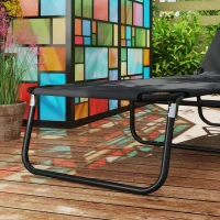 Outsunny Garden Sun Lounger, with Five-Position Back - Black(m-9)