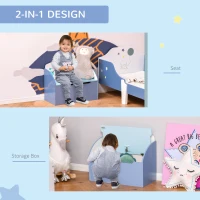 HOMCOM Kids Wooden Toy Box Children Storage Chest Bench Organiser Safety Hinge Bedroom Playroom Furniture Blue(m-5)