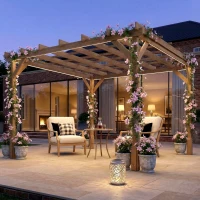 Outsunny 3 x 3 m Wooden Pergola Kit, Decorative Garden Gazebo Shelter with Stable Structure for Climbing Vines, Dark Brown(m-10)
