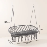 Outsunny Two-Seater Boho Macrame Hammock Swing - Grey(m-3)