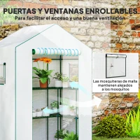 Outsunny Invernadero de 3 Niveles con 1 Puerta 2 Ventanas y Estantes en Forma de U para Cultivo de Plantas 140x73x190 cm Blanco(m-6)