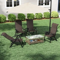 Outsunny Set of Four Folding Garden Chairs, with Seven-Position Adjustable Backs, Dark Brown(m-10)