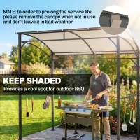 Outsunny 2.2 x 1.5 m BBQ Grill Gazebo Tent, Garden Grill with Metal Frame, Curved Canopy and 10 Hooks, Outdoor Sun Shade, Beige(m-4)