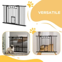 PawHut Cancellino per Cani taglia Piccola e Media con Chiusura Automatica, in Acciaio e PA, 74-100x76 cm, Nero(m-8)