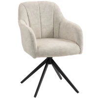 HOMCOM Drehbarer Akzentstuhl, Polsterstuhl mit Stoffbezug, Armlehnen, Stahlbeine, für Wohnzimmer, Schlafzimmer, Büro, Beige(m-1)
