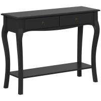 HOMCOM Tavolo Consolle Moderna con 2 Cassetti, 100 cm, Nero(m-1)