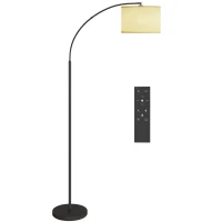HOMCOM Lampă de Podea LED Reglabilă cu Telecomandă, 11 Temperaturi și 11 Luminozități, Temporizator 1H, Rotativă, Negru(m-11)