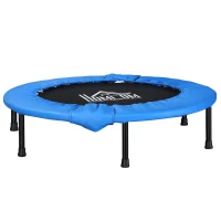 HOMCOM Φ96cm Mini Fitness Trampoline Home Gym Yoga Exercise Rebounder Indoor Outdoor Jumper with Safety Pad, Support Up to 100 KG, Blue and Black(m-1)