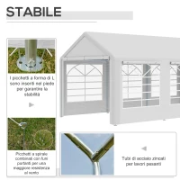 Outsunny Gazebo da Giardino 6x3 m con Finestre Laterali, 3 Stanze e Porte a Cerniera, Bianco(m-6)