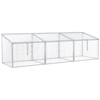 Outsunny Alu-Gewächshaus Frühbeet Treibhaus Aufzucht Pflanzenhaus 3 separate Deckel PC 180 x 51 x 51 cm(m-1)