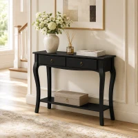 HOMCOM Tavolo Consolle Moderna con 2 Cassetti, 100 cm, Nero(m-9)