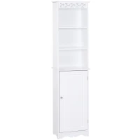 HOMCOM Mobiletto del Bagno a Torre 3 Ripiani Regolabili su 3 Livelli e 1 Ampio Armadietto Inferiore Manopole sull'Anta MDF Bianco 40x23x160cm(m-1)