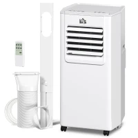 HOMCOM 5000 BTU Portable Air Conditioner, 4-in-1 Air Conditioning Unit, Dehumidifier, Cooling, Fan, Sleep Mode, with Remote Control, 2 Speeds, 24H Timer, Window Venting Kit, 12m²(m-10)