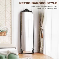 HOMCOM Floor Mirror, 50 x 160 cm Full Length Mirror with Baroque Metal Frame for Bedroom, Living Room, Dressing Room, Black(m-5)