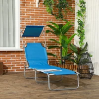 Outsunny Sun Lounger, with Adjustable Face Canopy - Bright Blue(m-10)