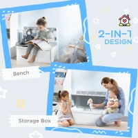 ZONEKIZ 2 In 1 Kids Storage Bench, Toy Box w/ Safety Rod - Grey(m-4)