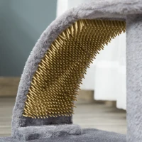 PawHut Cat Tree for Indoor Cats Climbing Activity Center Kitten Tower Furniture with Jute Post Scratching Massage Board Hanging Ball with Bell 34 x 24 x 43cm Grey(m-7)