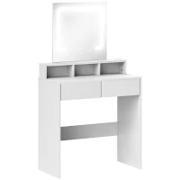 HOMCOM Storage Dressing Table, with LED Light Mirror - White(m-1)