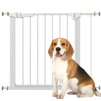 PawHut Türschutzgitter Treppenschutzgitter mit Verlängerung Türgitter ohne Bohren Treppengitter für Breiten 74-95 cm Metall Weiß(m-1)