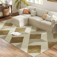 HOMCOM Tapis salon 230 x 160 cm poils courts lavable en machine hypoallergénique pour salon, chambre à coucher, bureau, jaune(m-12)