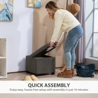 HOMCOM Storage Ottoman Bench, Corduroy Storage Chest Box with Wooden Legs, 40cm Bed End Bench for Living Room, Bedroom, Entryway, Grey(m-7)