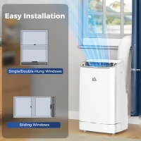 HOMCOM 14000 BTU Mobile Air Conditioner, Smart Home WiFi Compatible, with Heater, Cooler, Dehumidifier, Fan, 24H Timer(m-7)
