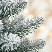 HOMCOM Prelit Snowy Flocked Artificial Christmas Tree Set of 3, Slim Xmas Tree with PVC Tips, 3FT+4FT+5FT(m-12)