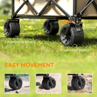 Outsunny Folding Garden Trolley, Outdoor Wagon Cart with Carry Bag, for Beach, Camping, Festival, 120KG Capacity, Khaki(m-7)