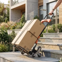 HOMCOM Heavy Duty Foldable Trolley on Wheels, Steel Folding Hand Truck, 75kg, Black and Orange(m-2)