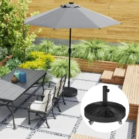 Outsunny Base para Sombrilla Pesada de 25 kg con Ruedas para Sombrillas de hasta Ø3 m y Postes de 32-48 mm Ø52x42 cm Negro(m-10)