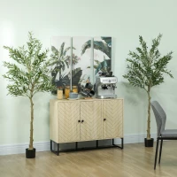 HOMCOM Set of Two Silk Leaf Artificial Olive Trees(m-10)