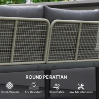 Outsunny Thee-Piece 'L' Rattan Sofa Set - Grey(m-7)