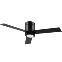 HOMCOM Ventilateur de plafond 2 en 1 avec lumière LED 3 vitesses silencieux - télécommande - diamètre 112 cm, noir(m-12)