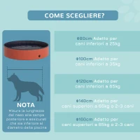 PawHut Piscina Vasca da Bagno Portatile Pieghevole per Cani Animali Domestici in PVC Φ140 x 30cm Rosso(m-9)