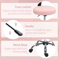 HOMCOM 360° Swivel Seat Salon Stool - Pink(m-6)