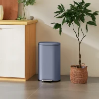 HOMCOM 30 L Modern Curved Kitchen Bin - Grey(m-9)