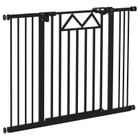 PawHut Barrera para Mascotas Extensible con Cierre Automático y Sistema de Doble Bloqueo 74-100x76 cm Negro(m-11)