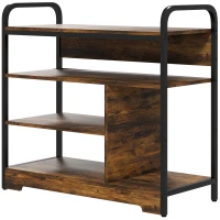 HOMCOM Schuhregal 4-stufig, offenes Design, Metallrahmen, verstellbare Füße, 70x30x65 cm, Braun/Schwarz(m-11)