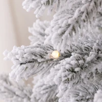 HOMCOM 5ft Bushy Snow-Flocked Artificial Christmas Tree, with LED Lights(m-9)