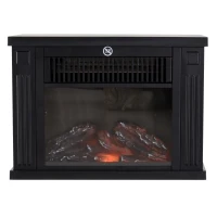 HOMCOM Elektrokamin mit Heizung, elektrischer Kamin mit LED Flammeneffekt, 600/1200 W Dekokamin, elektrisch Kaminfeuer Kaminofen, Schwarz(m-1)