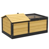 PawHut Wooden Tortoise House, Small Pet Reptile Shelter, with Hide Den and Run - Yellow(m-11)
