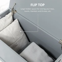 HOMCOM Large Storage Box Toy Chest Cabinet Container Unit Organizer with Lid & Safety Hinges, Grey(m-4)