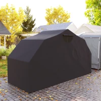 Outsunny Abri de moto extérieur tente à moto housse de protection en tissu Oxford, 2 fenêtres, 345 x 135 x 191 cm, noir(m-9)