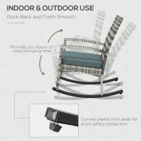 Outsunny PE Rattan Garden Rocking Chair, Outdoor Rocking with Cushion, 160 KG Capacity Wicker Garden Armchair Rocker with Metal Frame for Patio, Porch, Balcony, Light Grey(m-7)