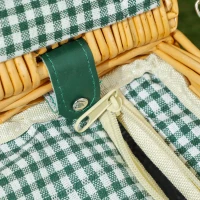 Outsunny Cesta da Pic Nic per 2 Persone in Vimini con Area Termica e Cavatappi, 40x30x20 cm, Marrone Chiaro(m-9)