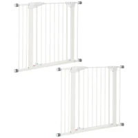 PawHut Lot de 2 barrières de sécurité pour chien animaux sans perçage avec fermeture automatique largeur 76-103 cm blanc(m-12)