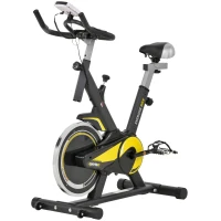 HOMCOM Upright Exercise Bike Indoor Training Cycling Machine Stationary Workout Bicycle with 10KG Flywheel and Adjustable Resistance Seat Handlebar LCD Display for Home Gym(m-1)