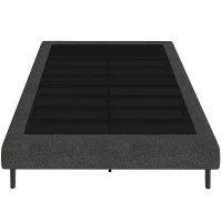 HOMCOM Polsterbettgestell 140x190 cm, Bettgestell mit Chenille-Bezug, 10 Holzlatten, 9 stabile Füße, Grau(m-8)