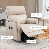 HOMCOM Electric Riser and Recliner Chair, with Massage and Heat - Beige(m-8)
