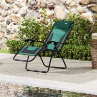 Outsunny Zero Gravity Lounger Chair, Folding Reclining Patio Chair with Padded Seat, Cup Holder, Soft Cushion and Headrest for Poolside, Camping, Green(m-10)